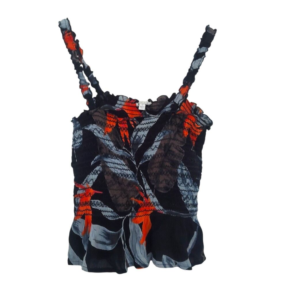 Patrons of Peace Blue Tube Crop Top Sleeveless Medium Ruffle